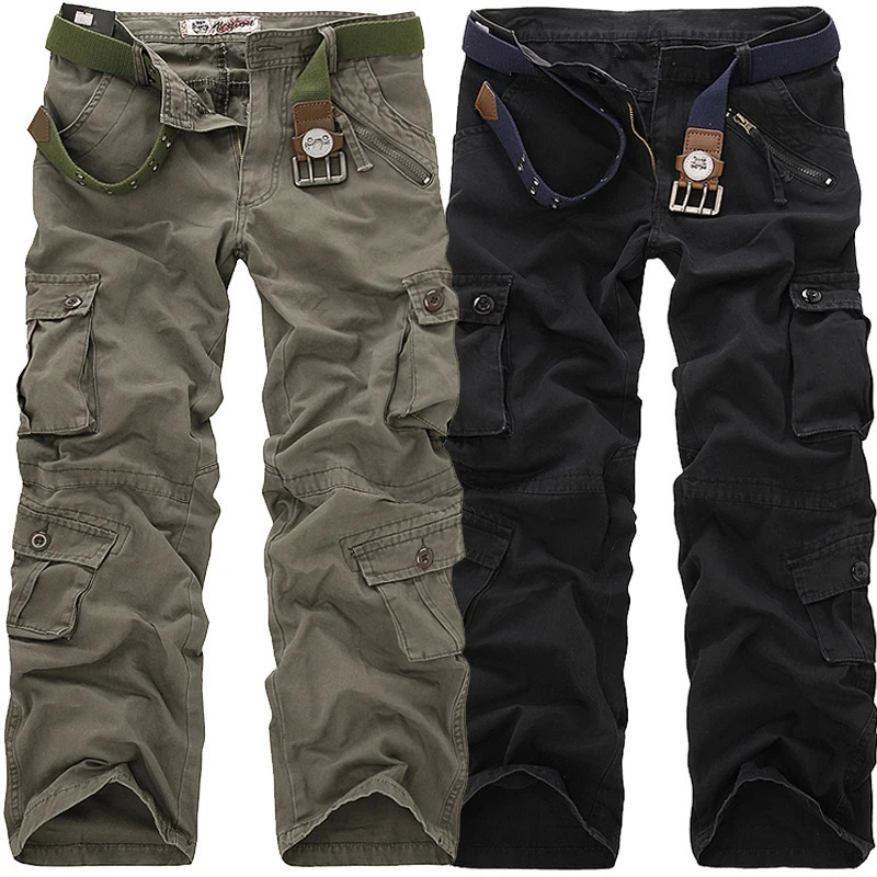 High Quality Mens Cargo Pants Casual Loose Multi Pocket Cotton Long Trousers for Men Camo Joggers Plus Size 2840 240806