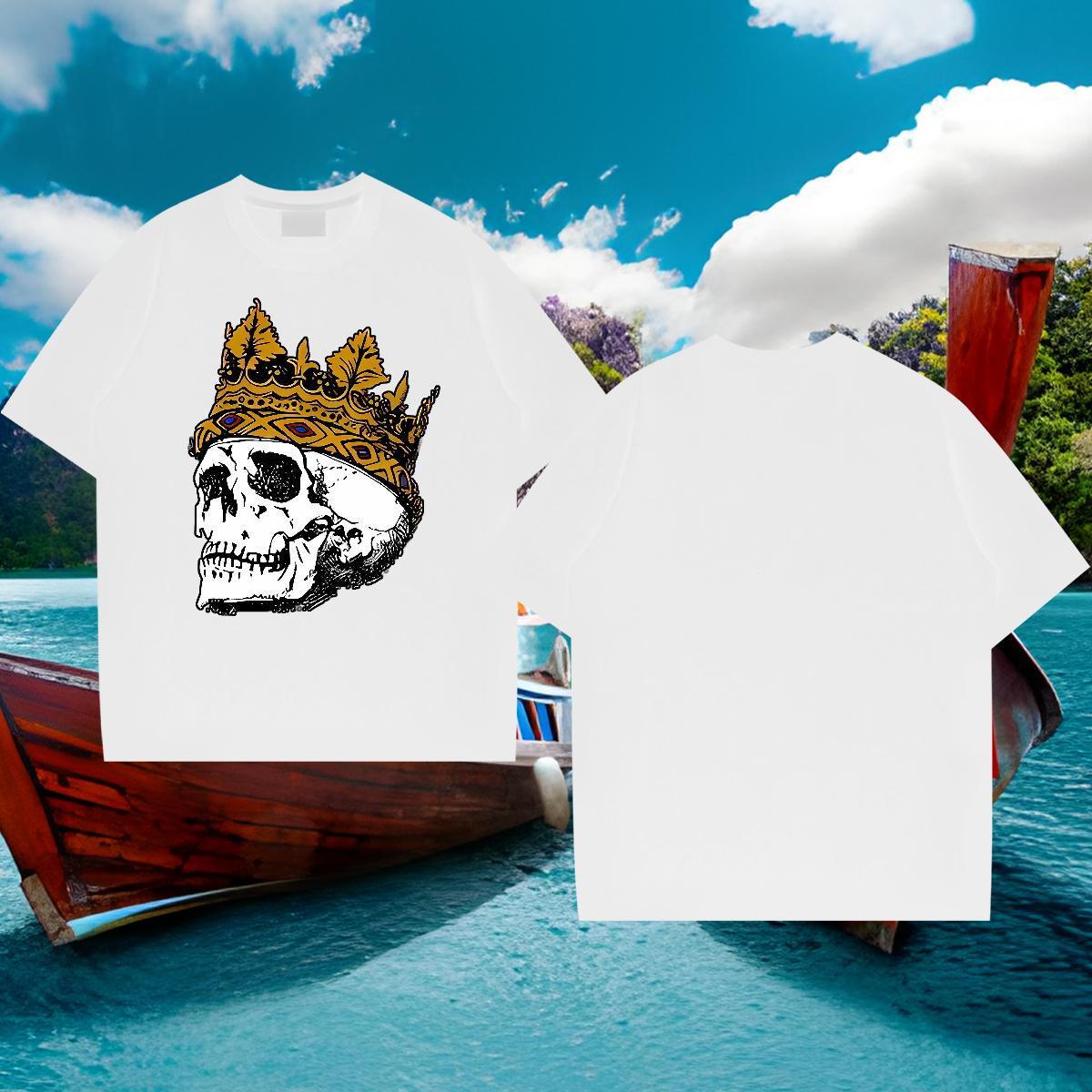 DIY Customized T Shirt For Man skull Polos 230g 100% Cotton Street Casual Loose Fit Custom Printed Breathable Soft Tshirts