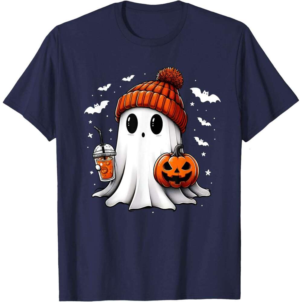 T shirt for Mens cute halloween ghost drink pumpkin T-Shirt shirts tshirt graphic tee Casual tops summer clothes Short sleeve 2025