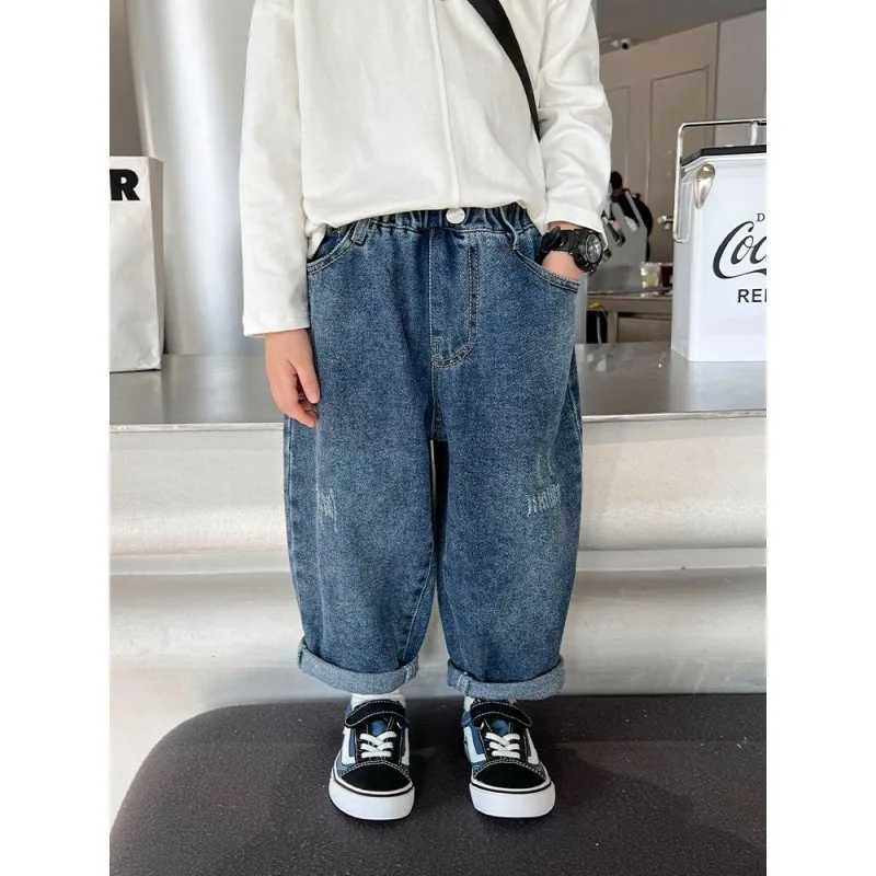 Jeans Boys Jean Pants Long Trousers Cotton 2024 Fashion Spring Autumn Babys Kids Pants Teenagers Outwear Childrens Clothing