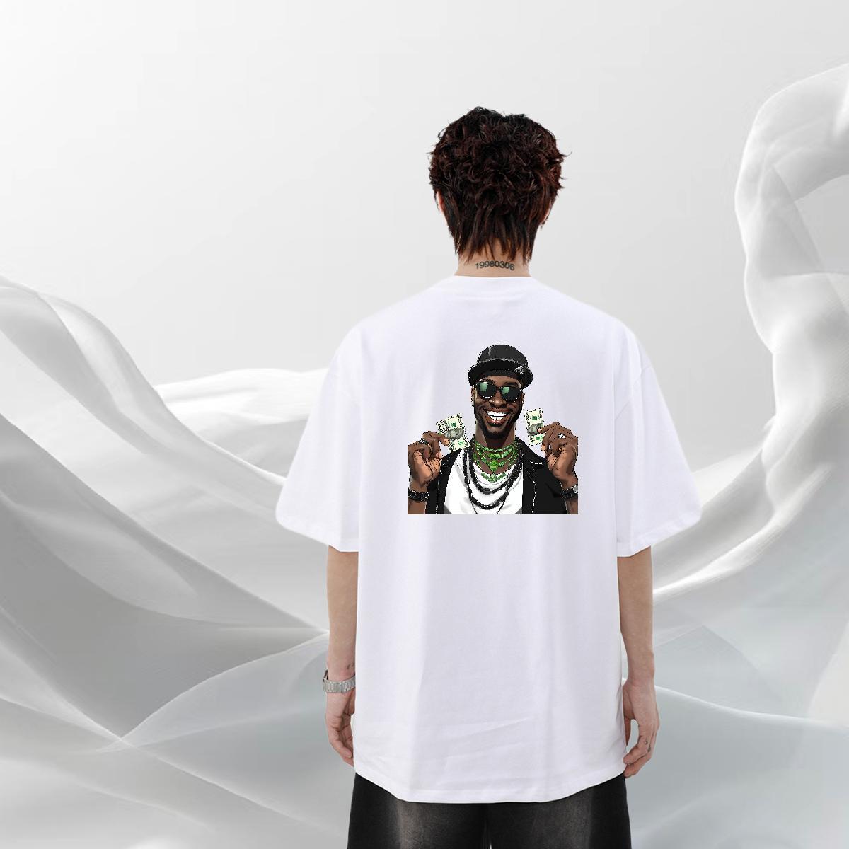 New Designer T Shirts Men cash Tshirts 230g 100% Cotton Daily Wear Popular Anime Print Short Sleeve O-Neck Men Tops Tees