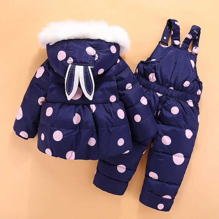 OLEKID 2024 Baby Girl Winter Down Jacket Rabbit Jacket Coat Baby Clothing Set 1-4 Year Toddler Set X2411151