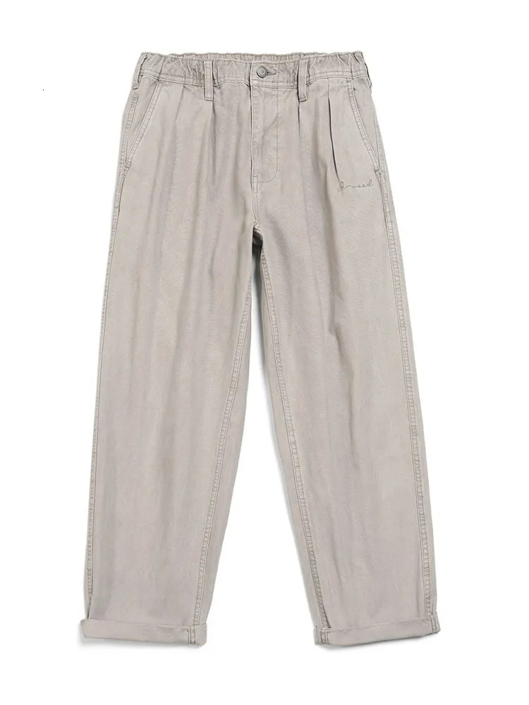 Spring Loose Straight Washed Retro Pants Men Plus Size 100% Cotton Trousers High Quality Clothing 240806