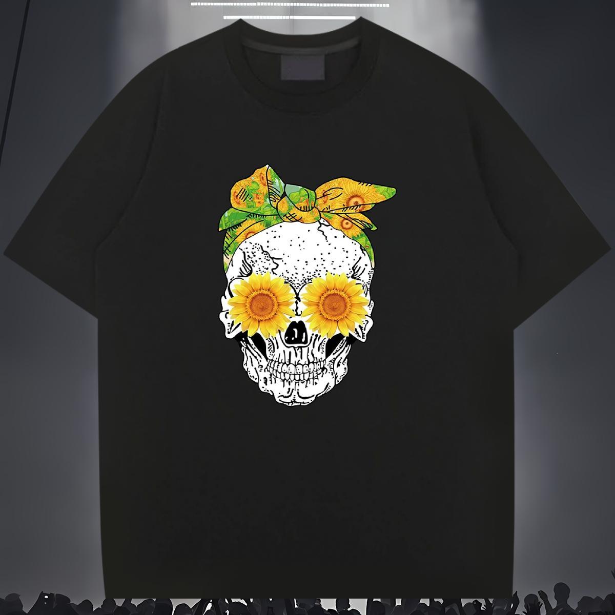 Customized T-Shirts for Men skull Clothings 100% Cotton 230g High Street Hip Hop Classic Custom Printing Breathable Short Sleeve Couples T Shirts