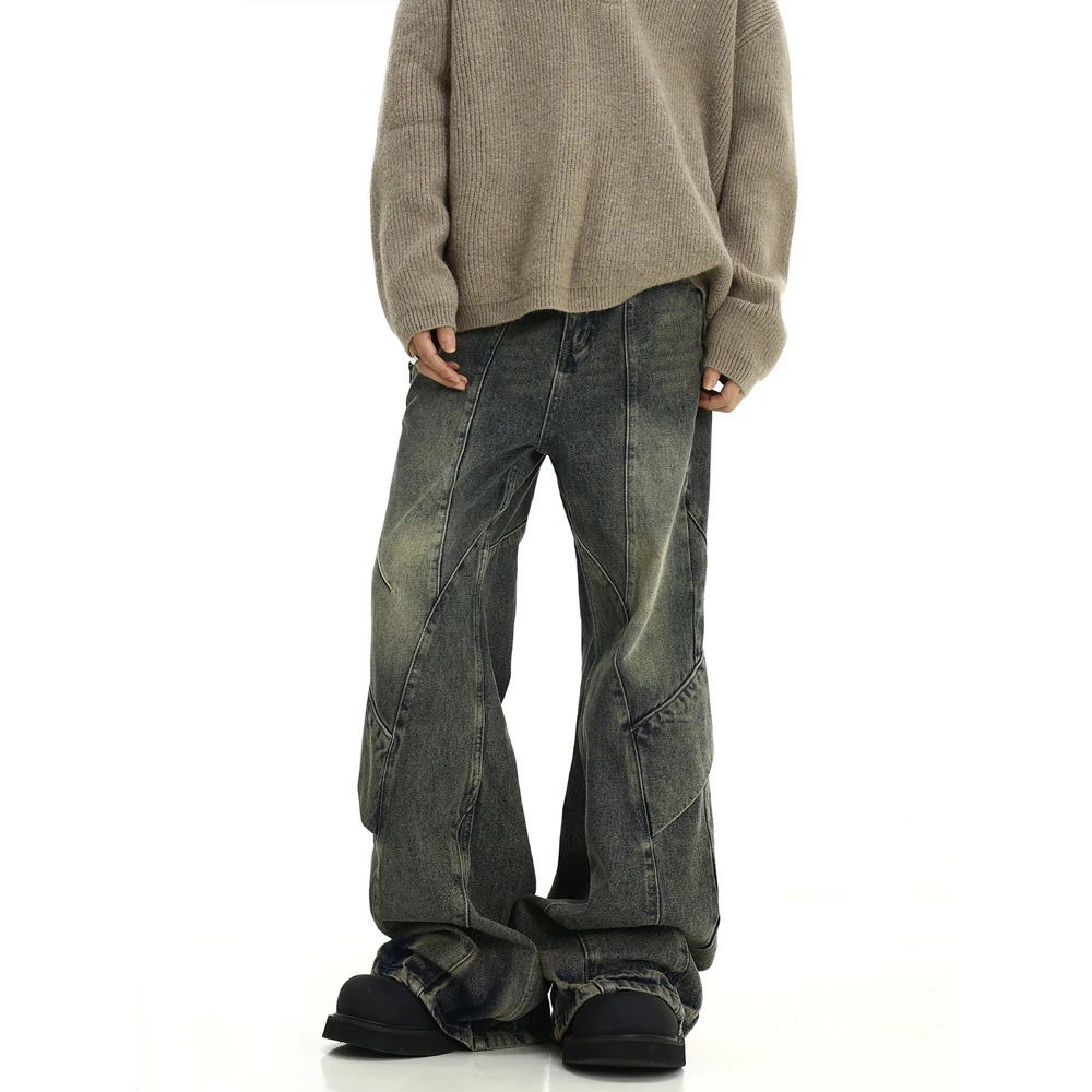 Vintage Jeans Men Loose Streetwear Trousers Wide Leg Summer Fashion Casual Punk Original Street Baggy Flared Denim Pants 240806
