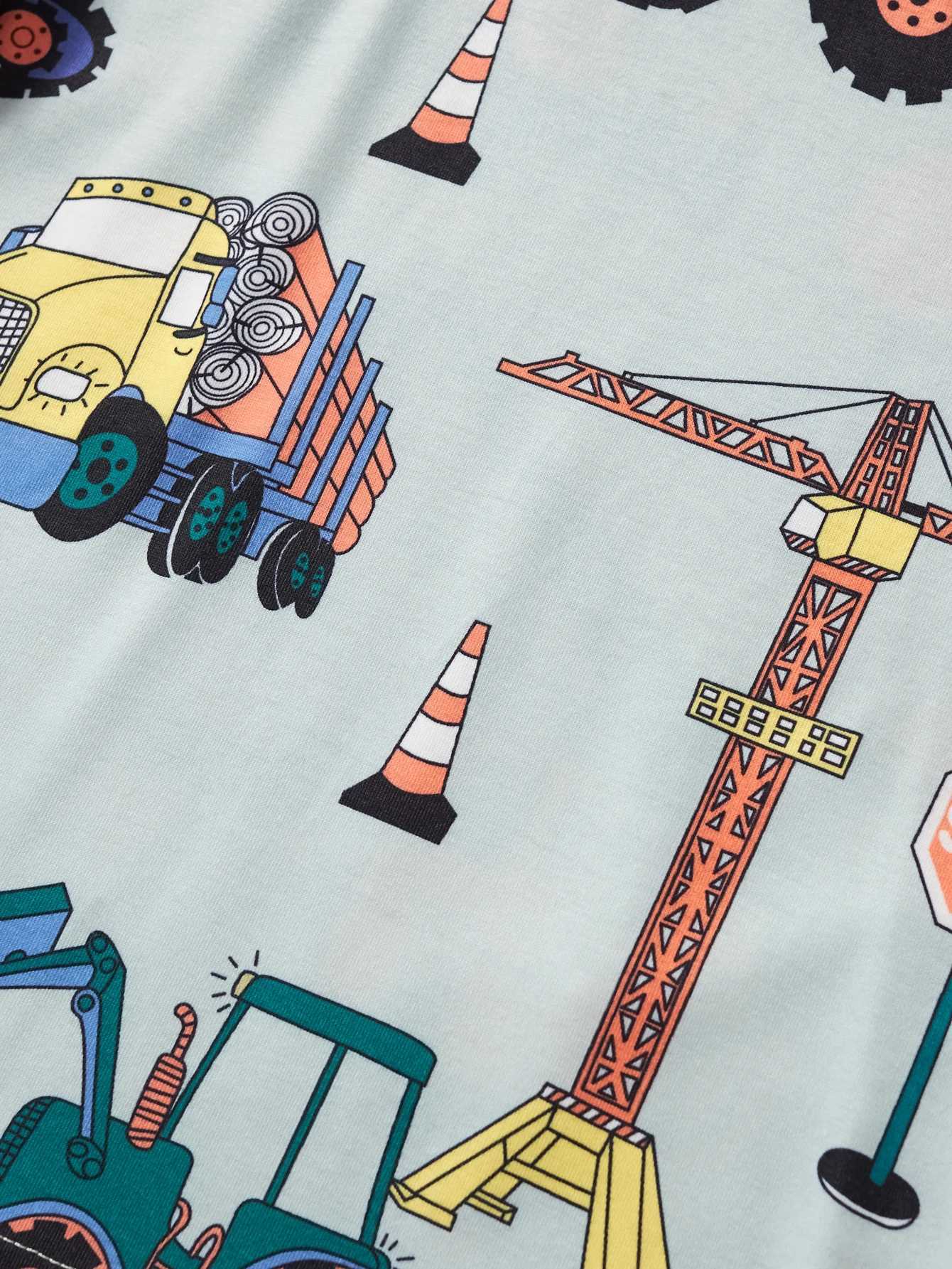 Summer Little Boy Short sleeved T-shirt Childrens Excavator Printing Clothing Childrens School and Outdoor Games Party PhotographyW240718