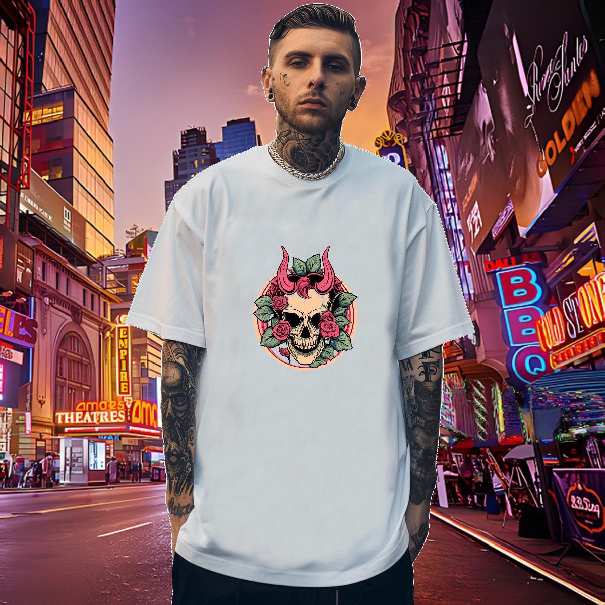 2024 Designer T Shirts Men skull Polos 100% Cotton 230g Summer Casual Brand Custom Printed Pure Cotton Men Tshirts