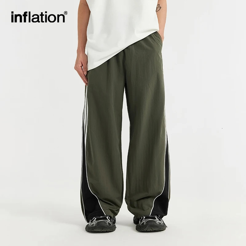 INFLATION Retro Patchowork Track Pants Men Casual Wide Leg Sportswear 240806