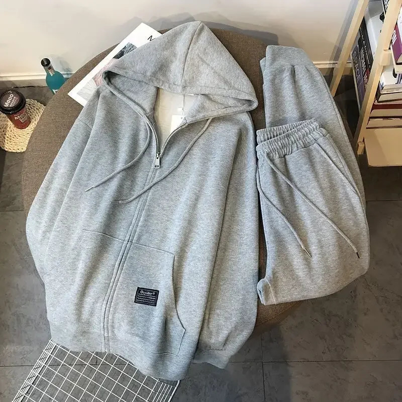 Plus Size Casual Sporty Two-piece Set Womens Spring Autumn Korean Style Loose Fit Thin Hooded Sweatshirt Pants 300 240807