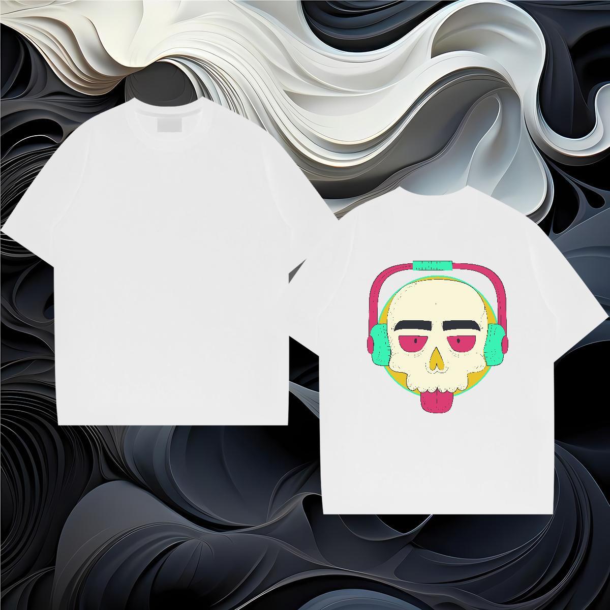 Fashion New T Shirt For Man skull Polos 230g Pure Cotton Casual Designer Black White Breathable Short Sleeve Couples T Shirts
