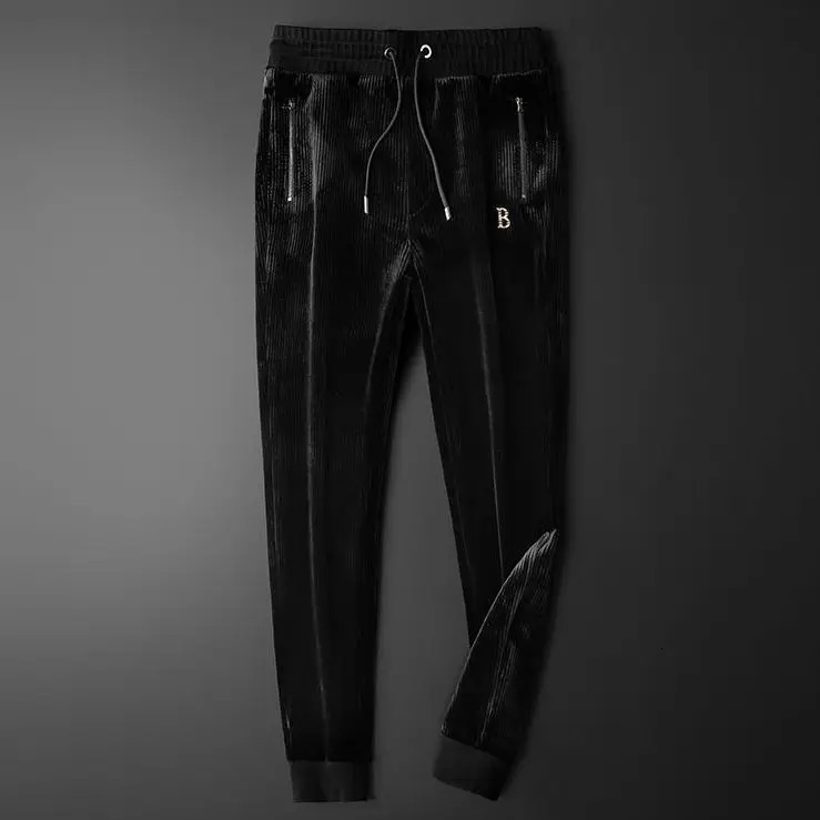 High end Leisure Sports Hooded Set Mens Gold Velvet Two piece Loose Autumn and Winter Wear 240808