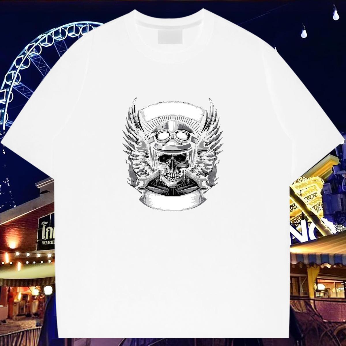 DIY T Shirts Men skull Clothes 100% Cotton 230g Daily Outfit Designer Custom Print Plus Size Breathable Soft Mens Tshirts