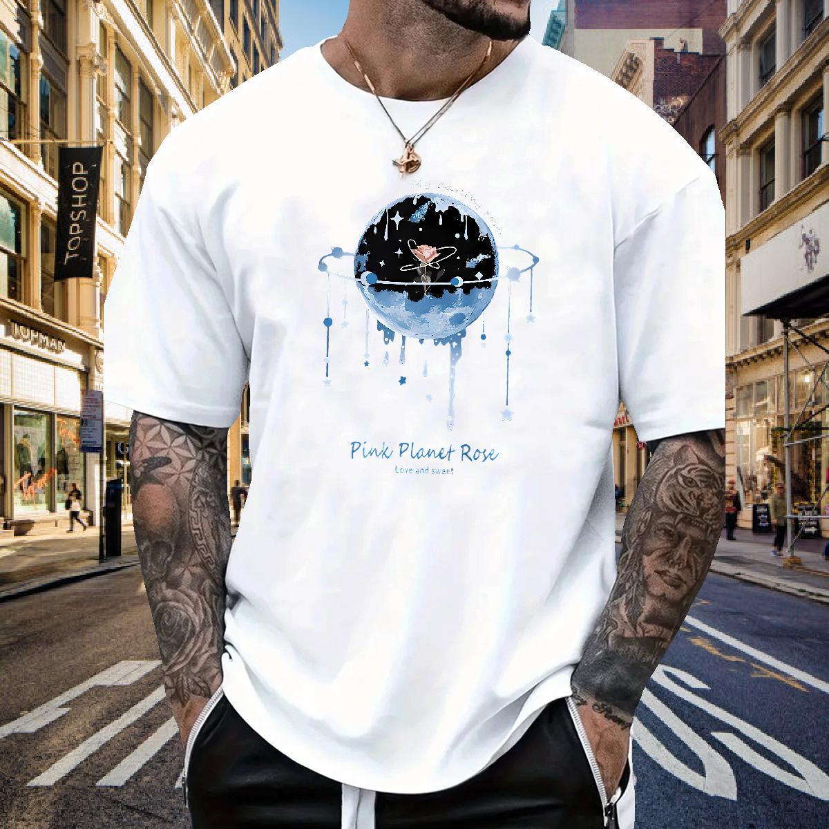 Casual New T-Shirts star Tops Shirt 230g Cotton High Street Hip Hop Loose Fit DIY Anime Breathable Soft Mens Tshirts