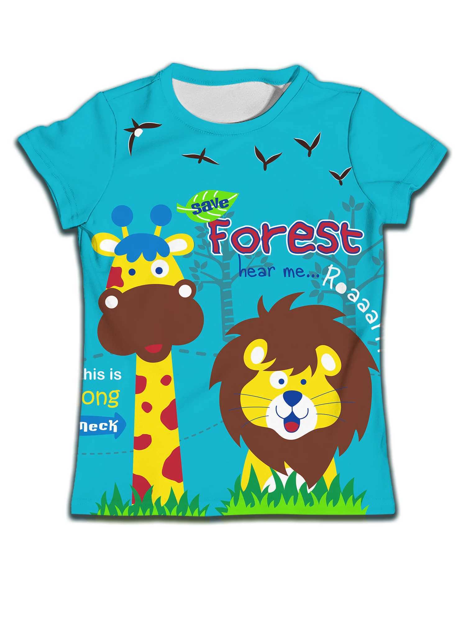 Clothing childrens girls T-shirts childrens printed short sleeved T-shirts cartoons childrens clothing boys clothing boys topsW240718