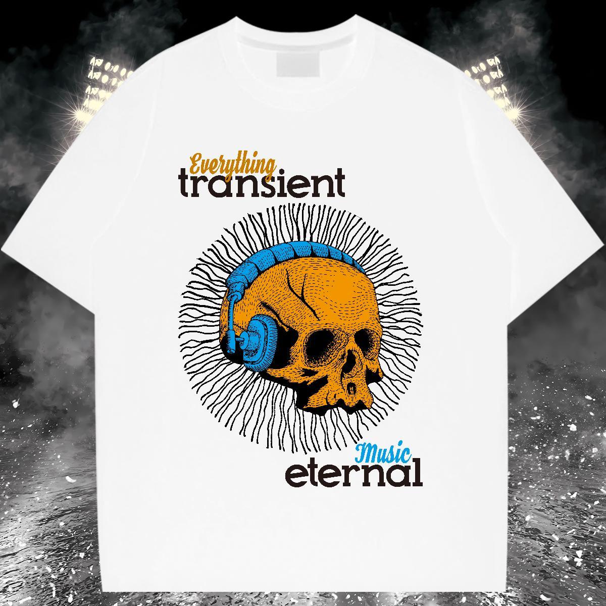 2024 New Men T Shirts skull Tees Shirts 230g Cotton Daily Wear Cool Design White Plus Size Pure Cotton Men Clothes T-Shirt