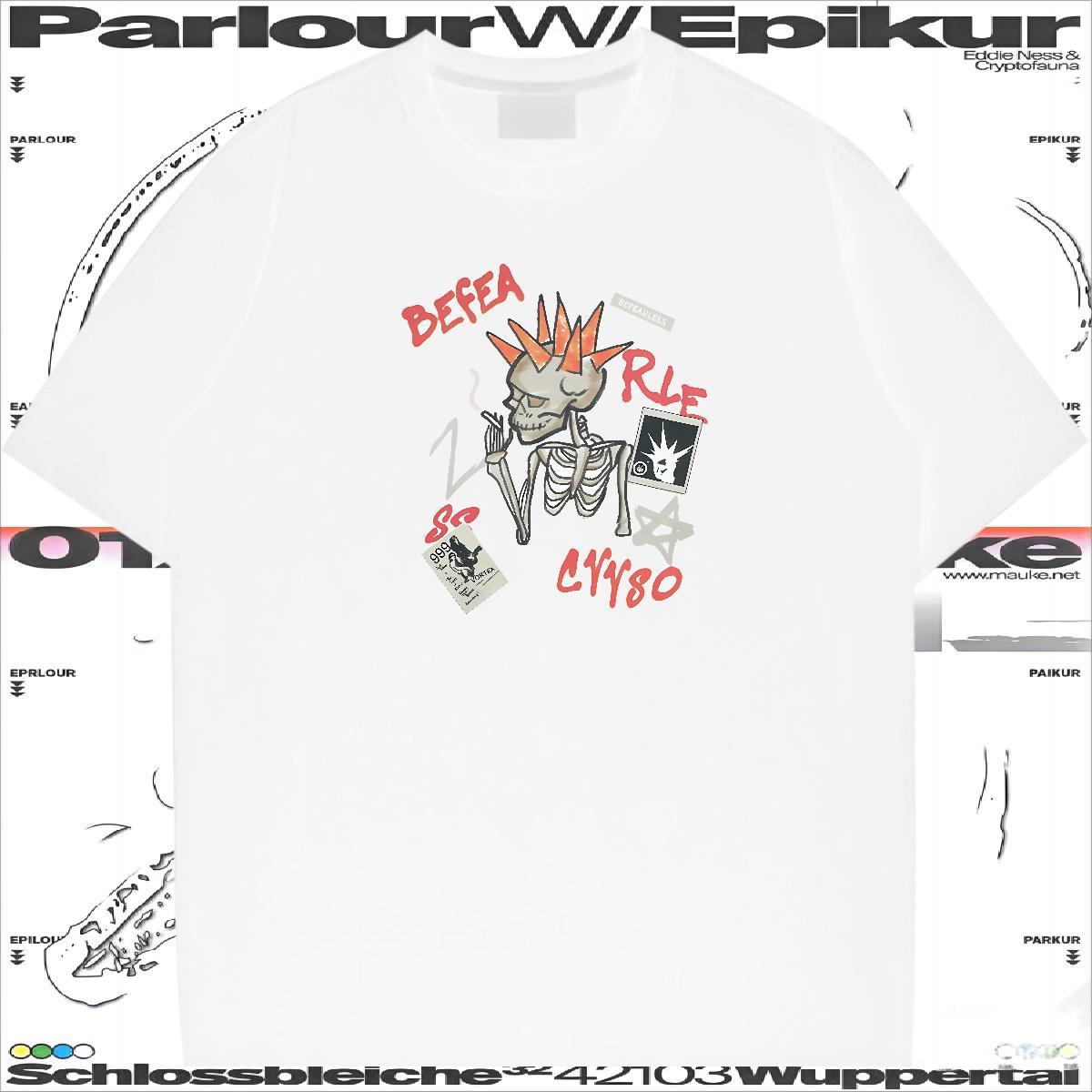 Fashion Men T Shirts skull Polos 100% Cotton 230g Anime Printing Street Brand Cartoon Printing L-4XL O-Neck Short Sleeve Men Clothes T-Shirt