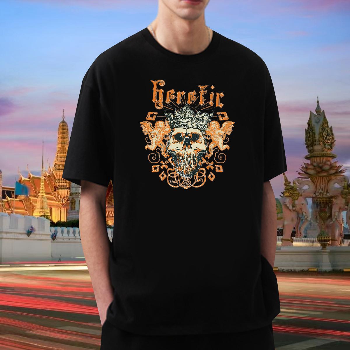 Classic Casual T Shirt For Man skull Tees Shirts 230g Pure Cotton Anime Printing Street Designer DIY Breathable Men Clothes T-Shirt