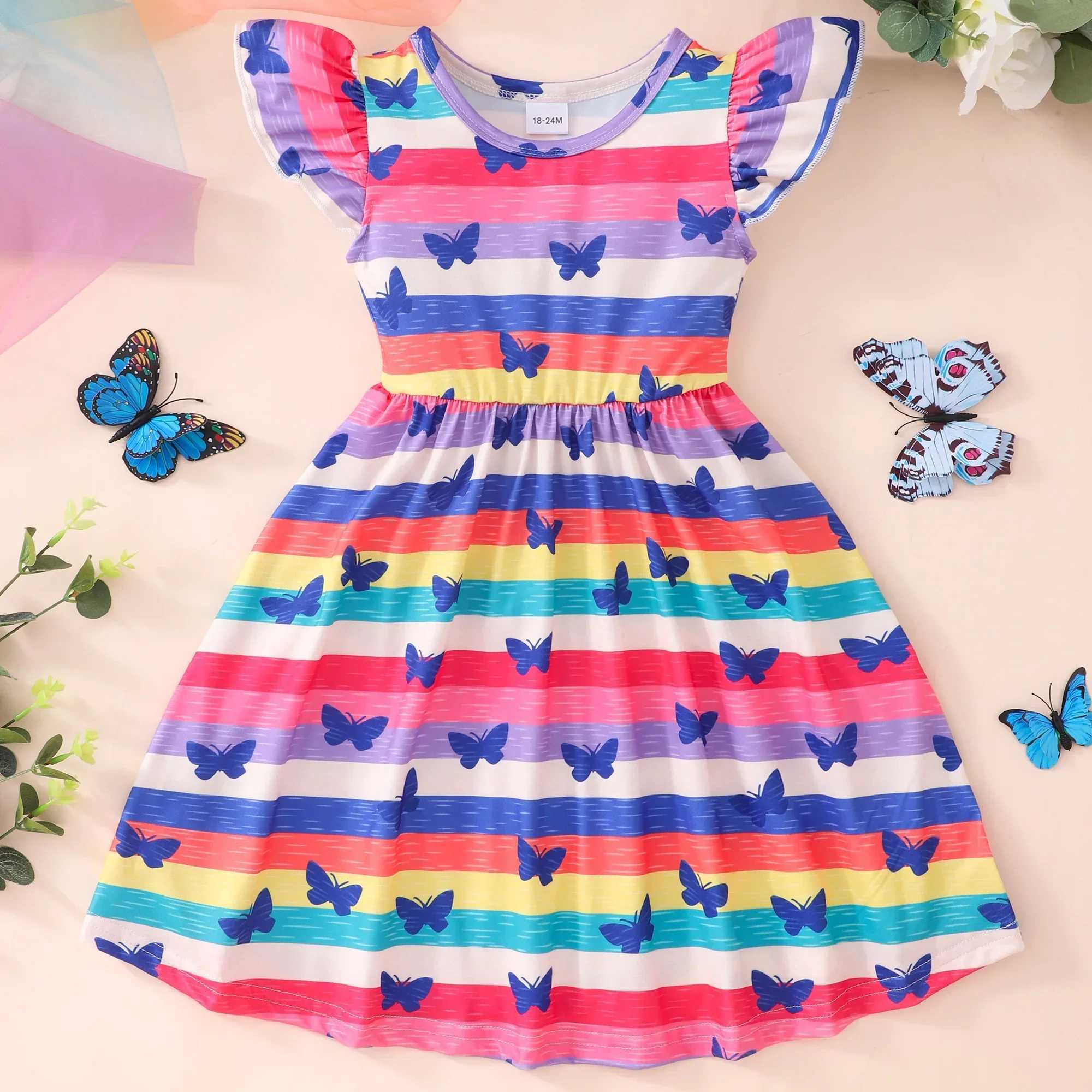 2024 Summer Dress Childrens Girls Dress White Koala Short Sleeve Casua Fashion Birthday Girls Dress 2 3 4 5 6 7 8 Years OldW240720