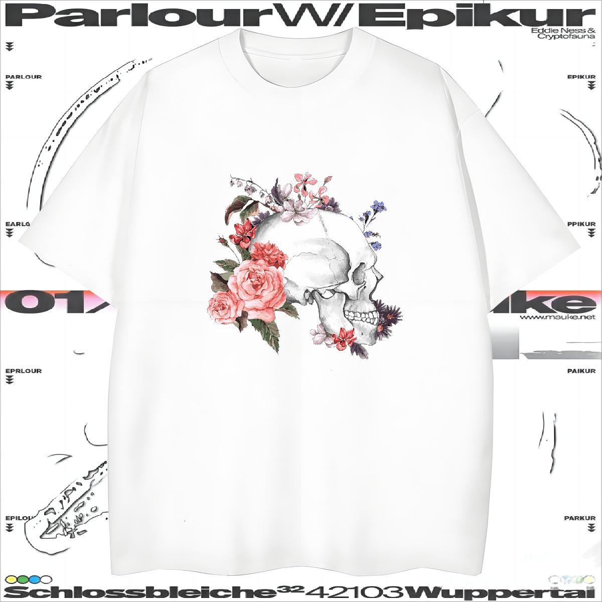 DIY Customized Mens T Shirts flower Tops 230g Cotton Street High Quality Custom Cartoon Breathable Crew Neck Tshirt for Man Woman