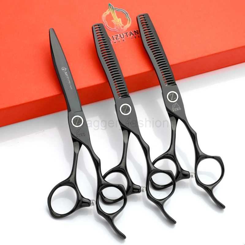 MIZUTANl scissors 6.0 inch Black hairdressing scissors 440C Material scissors thinning scissors Barber shop professional scissorXJ240807