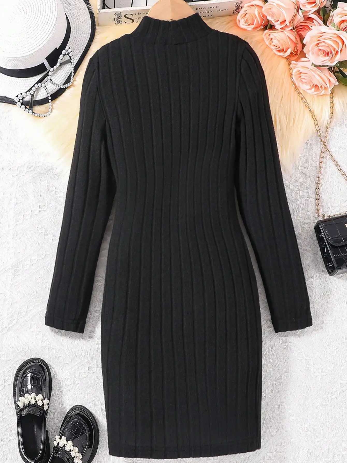 Girls casual and elegant star figure torn high neck ultra-thin body dress outdoor gift party for spring and summerW240720