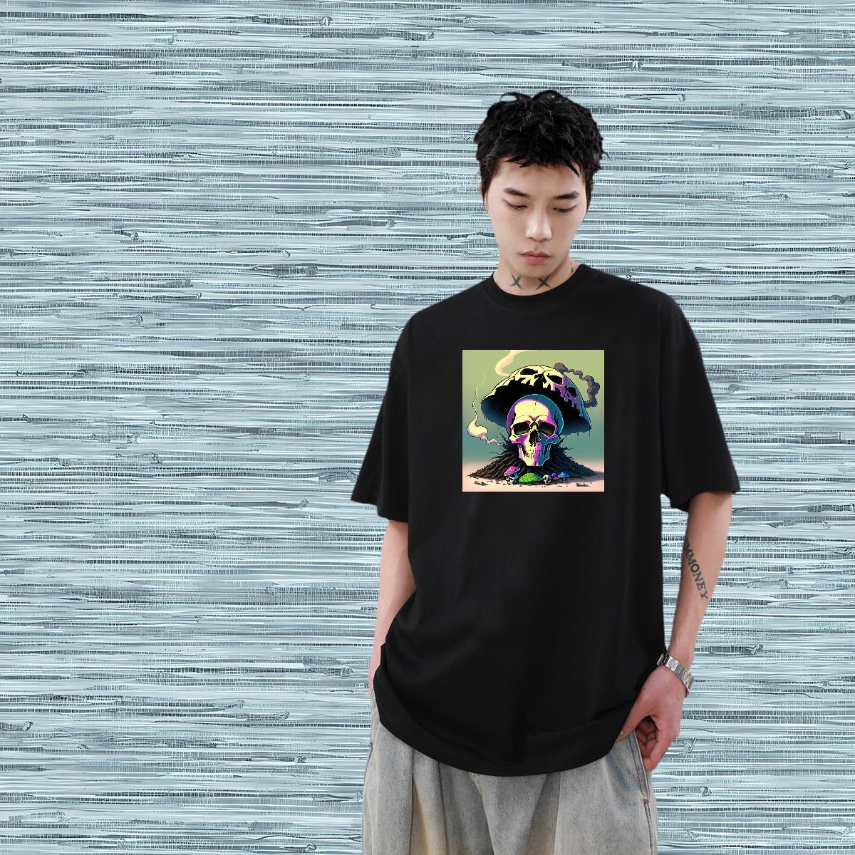 2024 Summer T shirt skull Tees Shirts 100% Cotton 230g Street Casual Cool Custom Anime Pure Cotton Tshirts