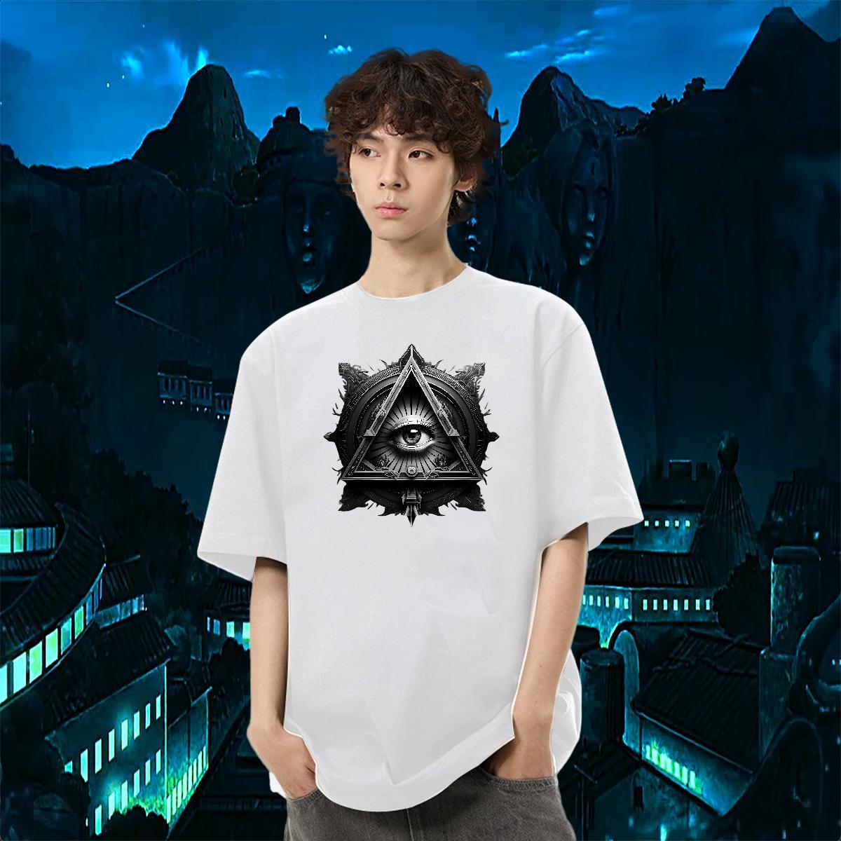 Fashion New Mens T Shirts eye of the devil Tops Tees 230g 100% Cotton Hip Hop Brand Custom Cartoon Breathable Crew Neck Tshirt for Man Woman