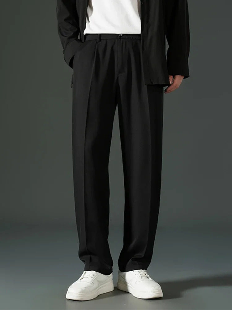Chino Pants mens Korean pleated casual pants business workwear Trousers thin lightweight and resistant 240812