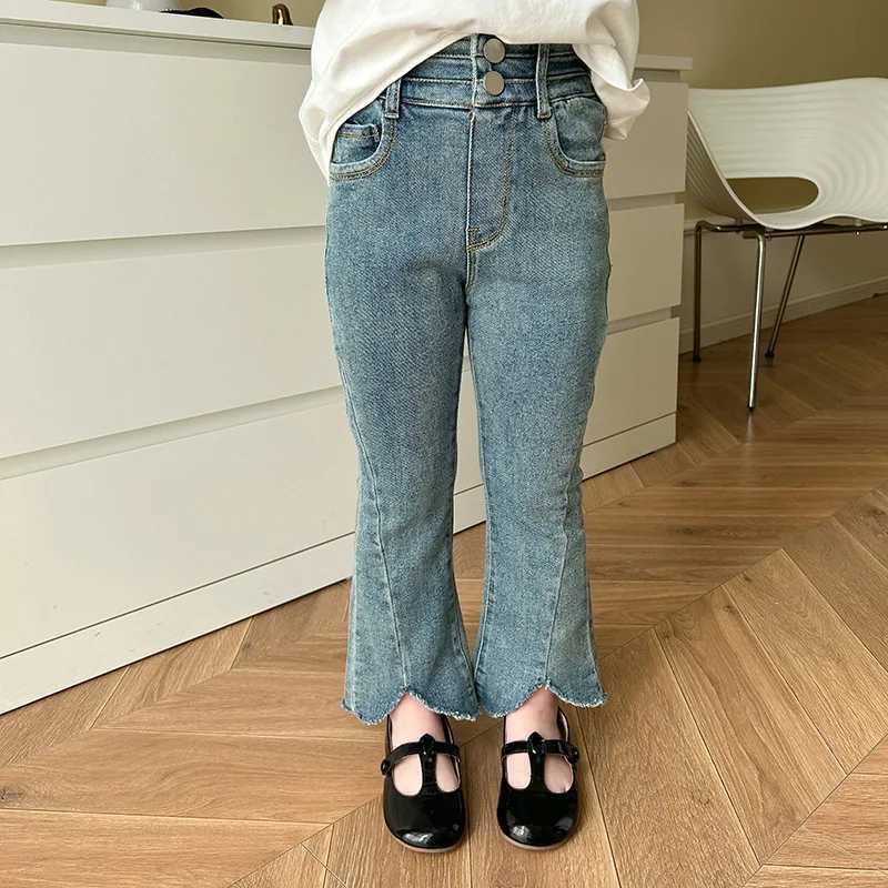 Jeans Spring Girls Vintage denim slit bell bottoms high elastic slim-fit jeans
