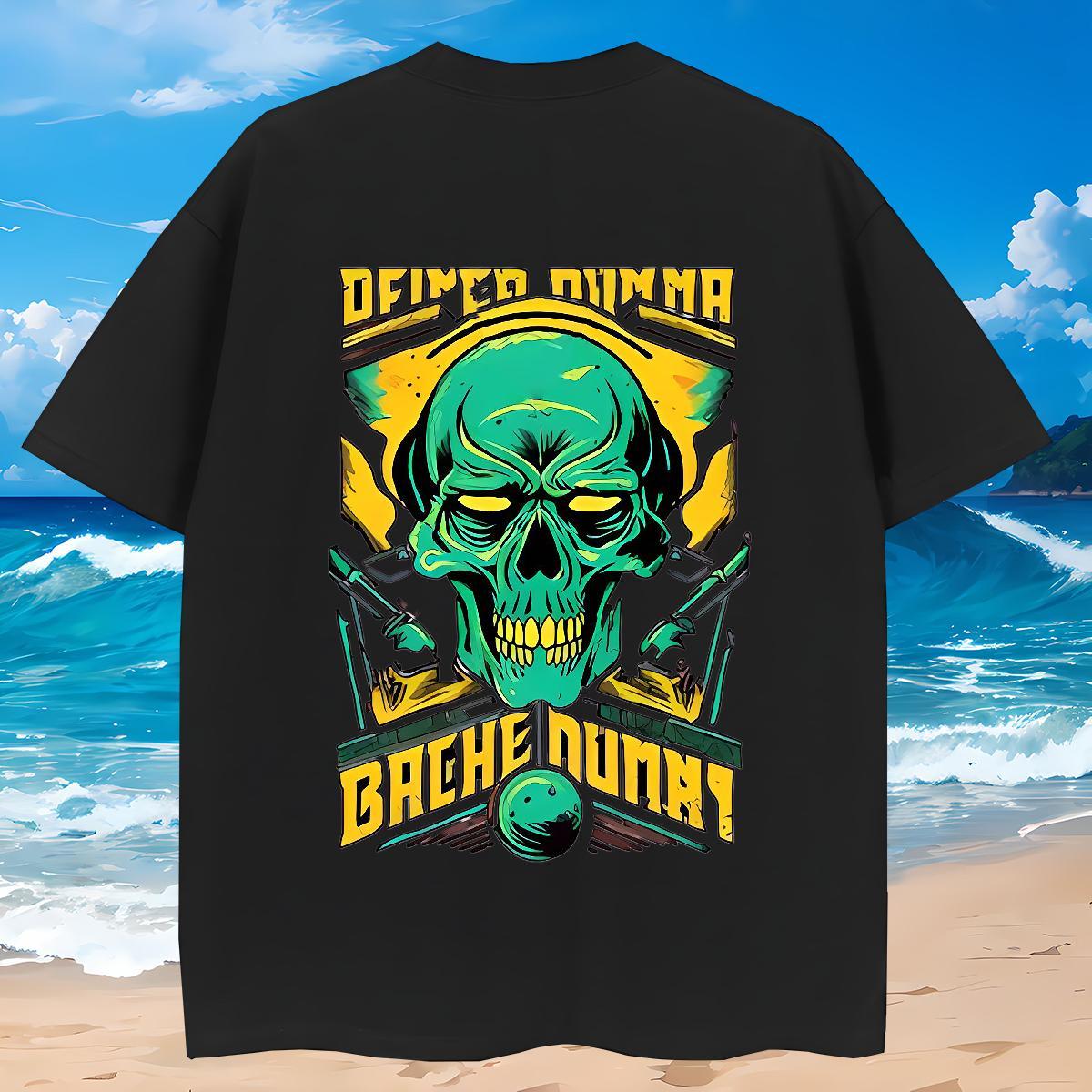 Fashion Casual Men T Shirts skull Polos 100% Cotton 230g Hip Hop Loose Skull Crew Neck Breathable Men Tops Tees