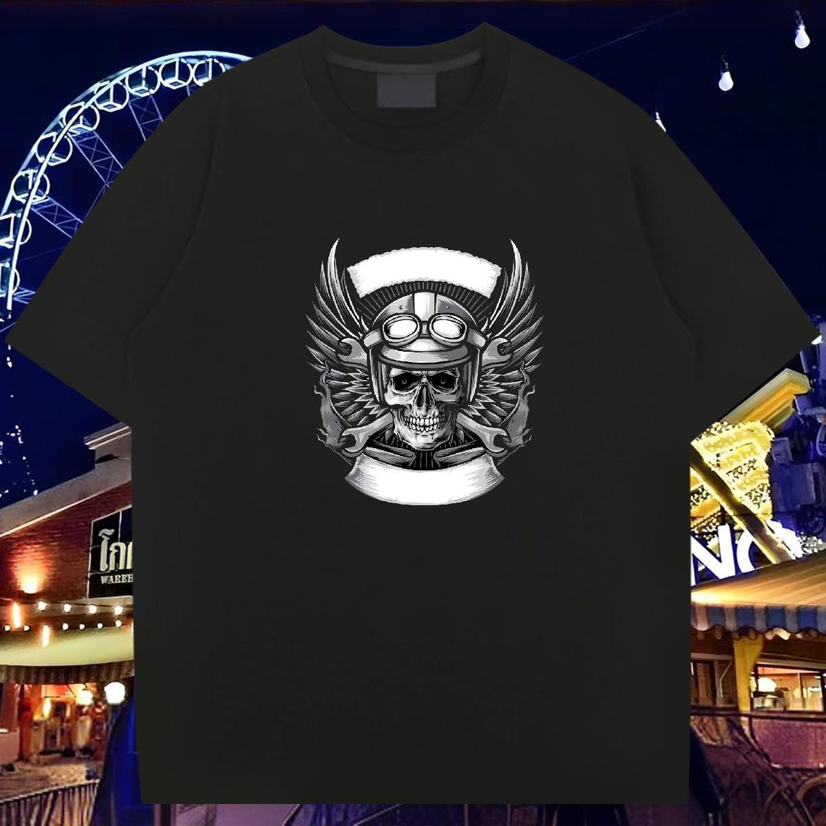 DIY T Shirts Men skull Clothes 100% Cotton 230g Daily Outfit Designer Custom Print Plus Size Breathable Soft Mens Tshirts