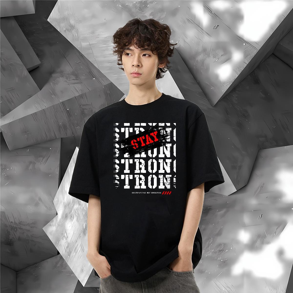 Wholesale Mens T Shirts letter Top Tees 230g Pure Cotton Anime Printing Street Unisex DIY Anime Crew Neck Men Clothes T-Shirt