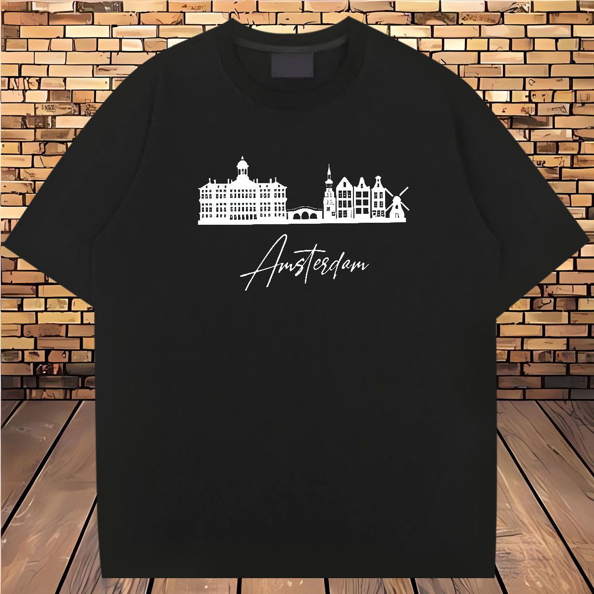 2024 New T-Shirts for Men letter Tops Shirt 230g Pure Cotton Beach Loose Custom Printed Round Neck Short Sleeve Tshirt for Man Woman