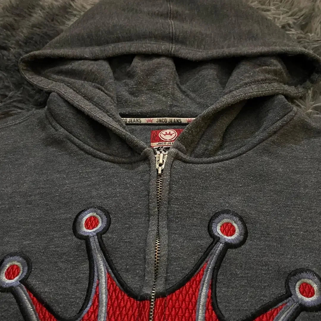 Y2K Winter Embroidered Zipper Hoodie Mens JNCO Retro Casual Gothic Pattern Sportswear Couple Street Clothing w240821