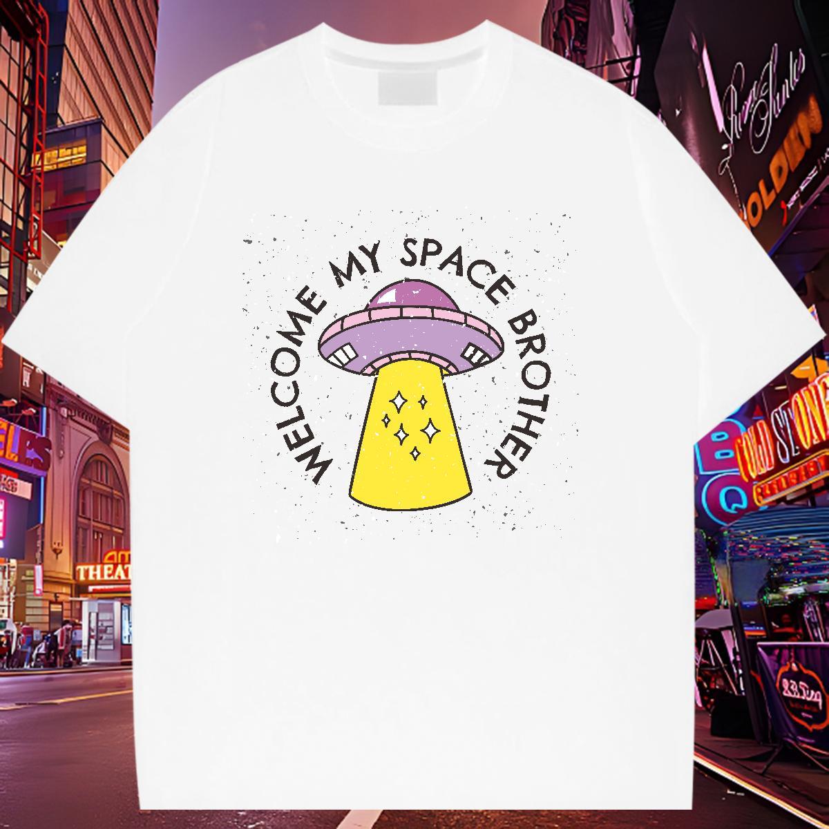 2024 Summer T shirt UFO Tshirts 230g 100% Cotton Daily Wear Unisex Oversized 4XL Breathable Crew Neck Men Tshirts