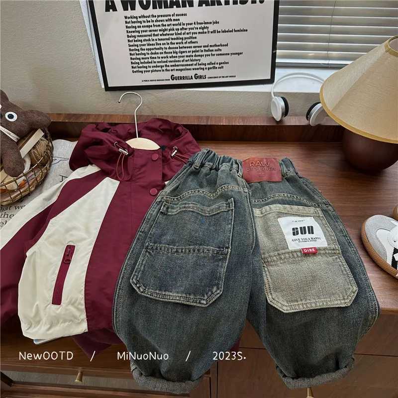 Jeans Boys Jean Pants Long Trousers Cotton 2024 Casual Spring Autumn Babys Kids Pants High Quality Childrens Clothing