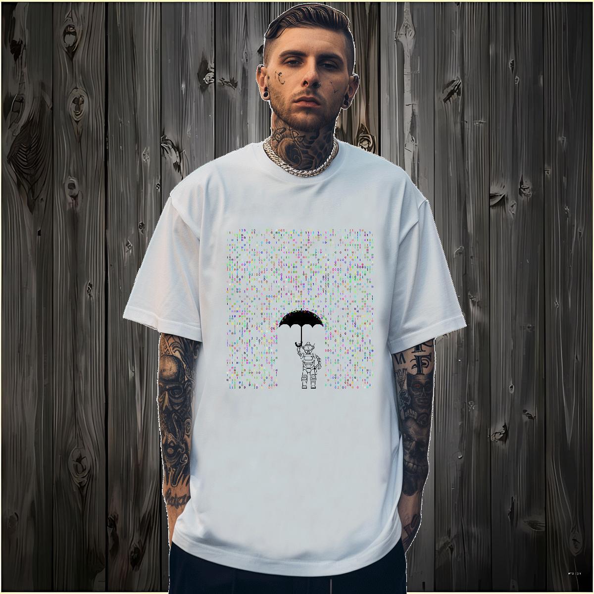 2024 New T-Shirts for Men robot Tops Tees 230g 100% Cotton Hip Hop Street Popular DIY Anime Short Sleeve Soft Couples T Shirts