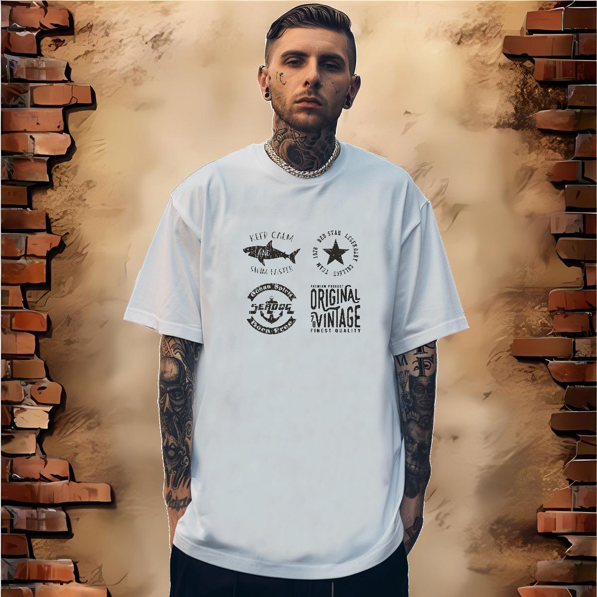 Fashion Design T-Shirts for Men letter Tshirts 230g Pure Cotton Beach Cool Oversized 4XL Breathable Crew Neck Men Clothes T-Shirt