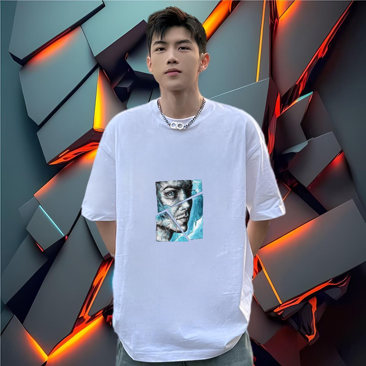 2024 T Shirts Men portrait Clothes 230g Pure Cotton Casual Beach Comfortable Plus Size Custom Short Sleeve O-Neck Mens Tshirts