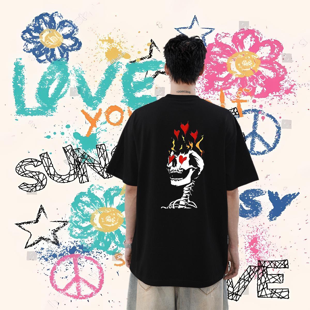 Fashion Design T Shirt For Man skull Top Tees 230g Cotton Summer Casual TOP Quality Customized Breathable Short Sleeve Couples T Shirts