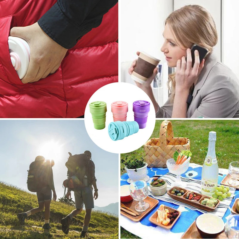 350ML silicone folding coffee portable outdoor travel beverage foldable water cup Z260202