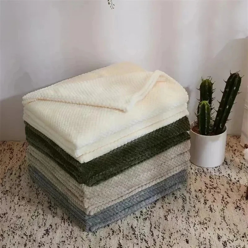 Blanket Blanke Japan Style Coral Fleece Blankets 300gsm Spring Summer Soft Fluffy Faux Fur Mink Throw Solid Sofa Cover Bedspread Plaid Blankets 240806