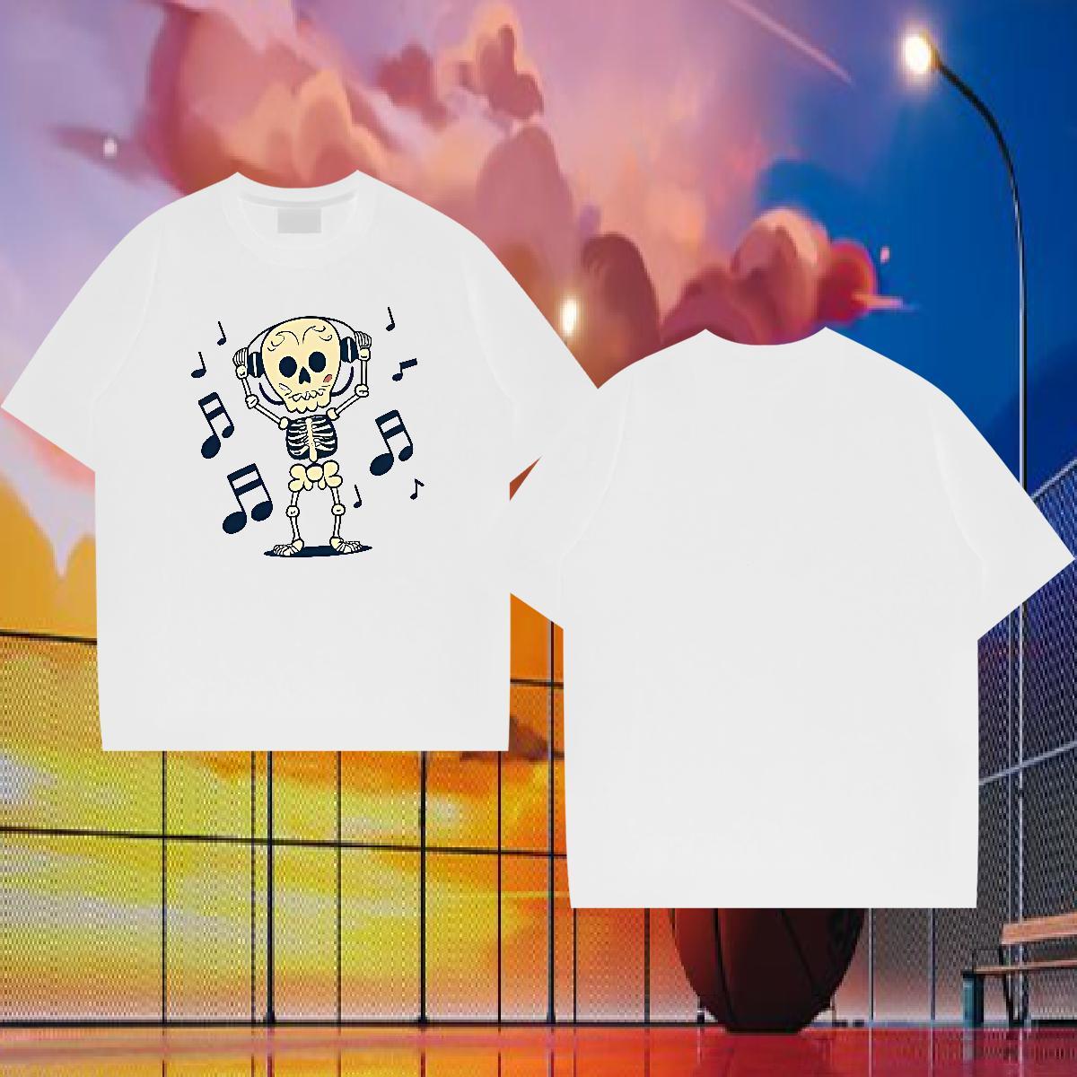 Designer T shirt music Tops 230g Pure Cotton High Street Hip Hop Cool Design Floral Print Breathable Crew Neck Men Tshirts