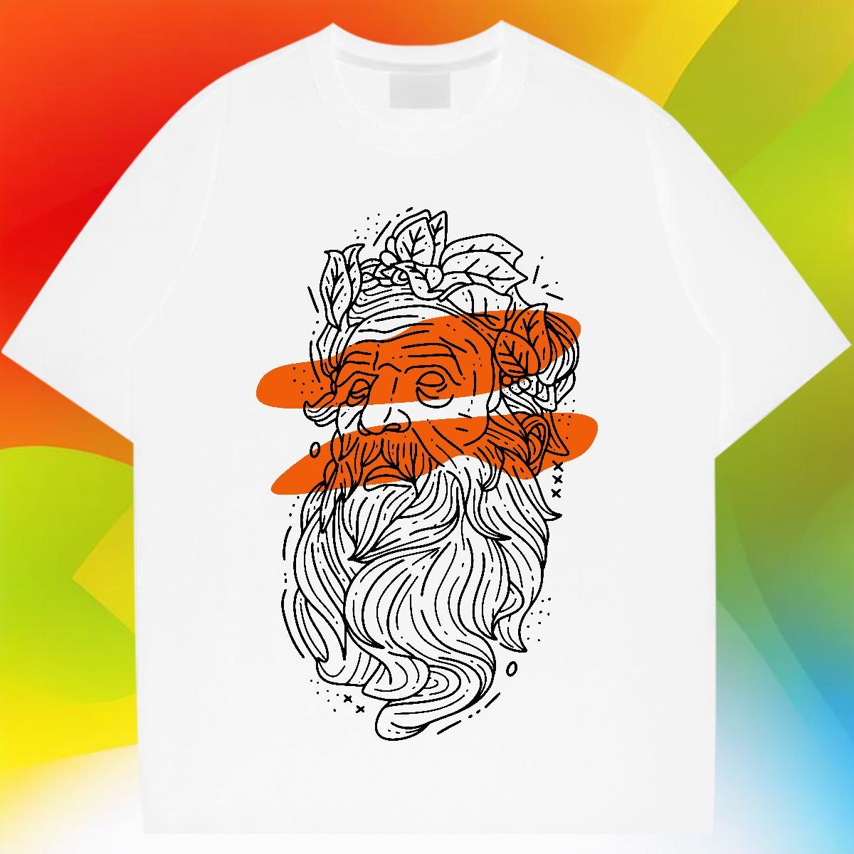 Classic Casual T shirt portrait Clothings 230g Pure Cotton Street wear Hip Hop Brand Graphic Crew Neck Breathable Mens Tshirts