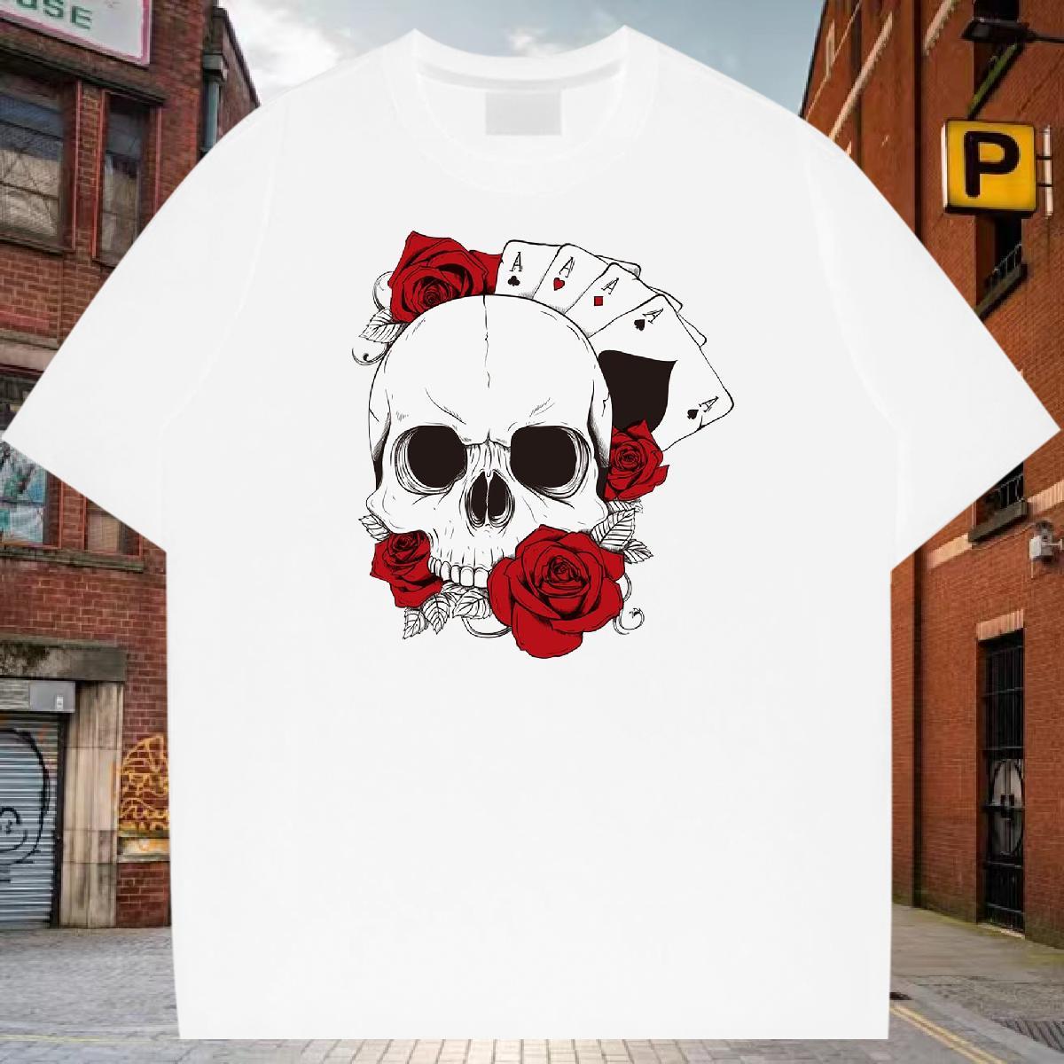 Factory Direct Men T Shirts skull Clothings 100% Cotton 230g Sport Comfortable DIY Anime Breathable Soft Mens Tshirts