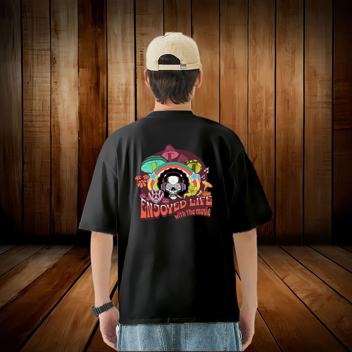 Designer T-Shirts skull Tops 100% Cotton 230g High Street Hip Hop Brand Custom Printing Breathable Short Sleeve Men Tshirts