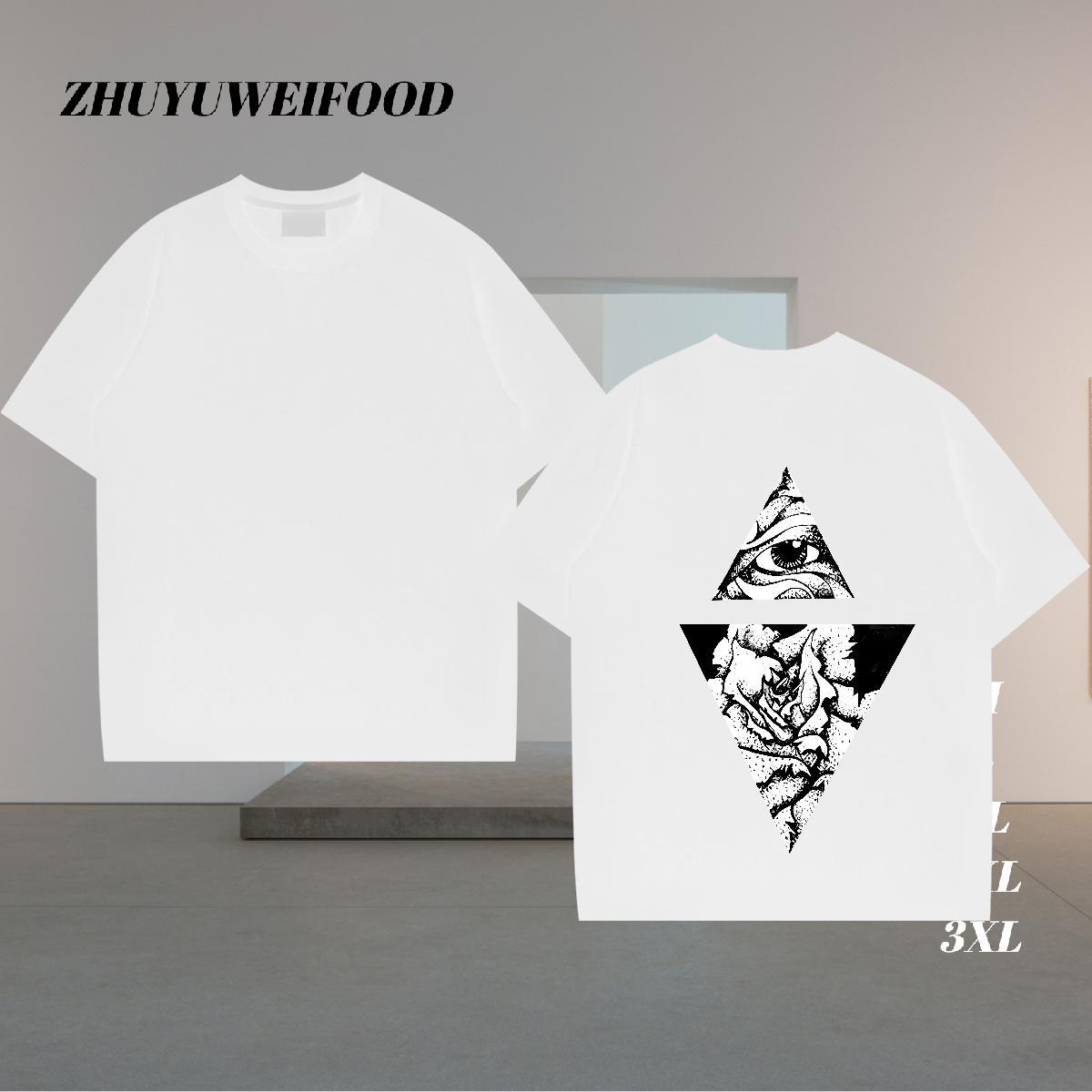 Wholesale Mens T Shirts eye of the devil Tops Tees 100% Cotton 230g Casual Beach Cool Design Black White Breathable Short Sleeve Tshirts