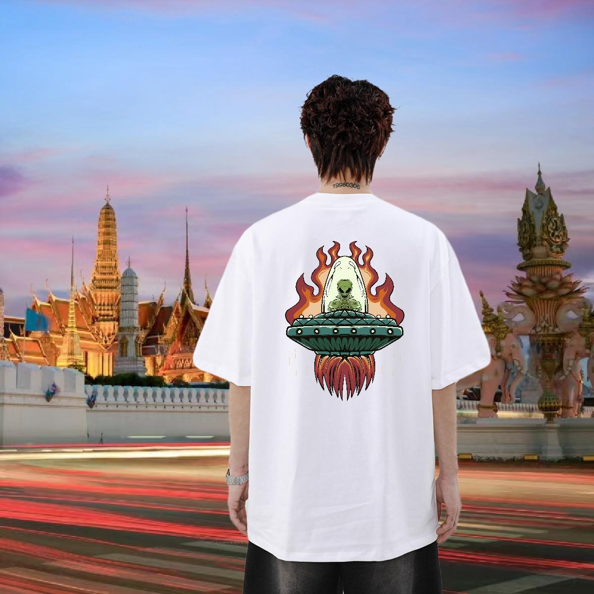 Customized T Shirts Men ET Polos 230g 100% Cotton Casual Daily Wear Popular Oversized 4XL Breathable Crew Neck Mens Tshirts