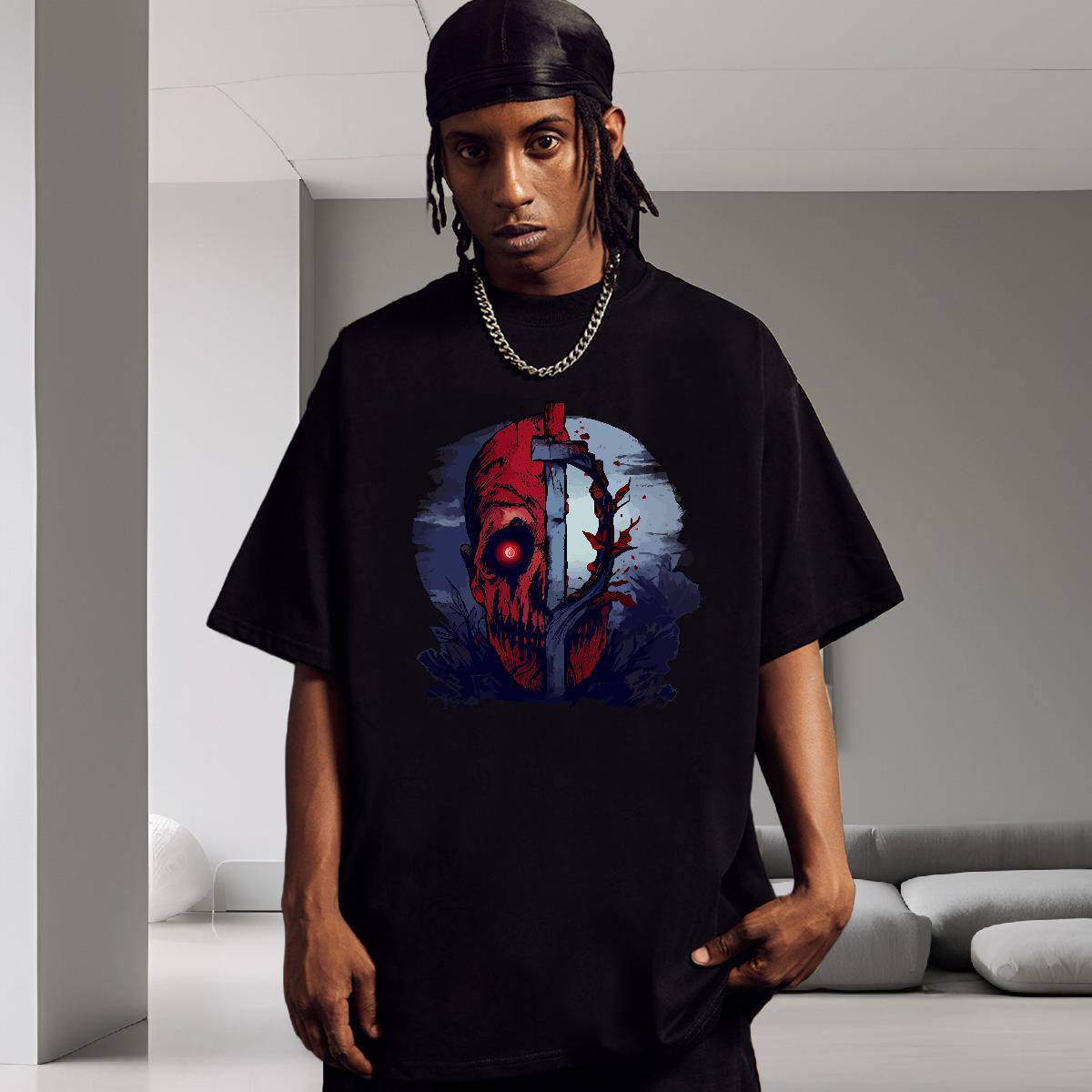 Designer Mens T Shirts skull Tops Tees 230g Pure Cotton Hip Hop Free Shipping Custom Print Plus Size Crew Neck Men Clothes T-Shirt