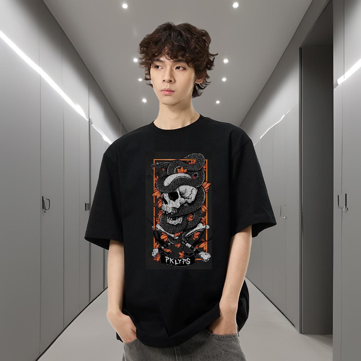 2024 New Man T Shirts skull Polos 230g 100% Cotton Sports Casual Cool Design Oversized Crew Neck Men Clothes T-Shirt